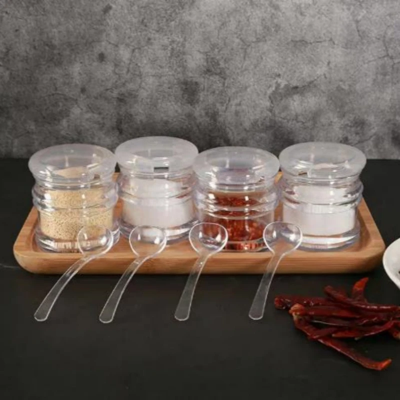 

1pc acrylic spice jar kitchen supplies transparent sugar jar household condiment jar with spoon spice box