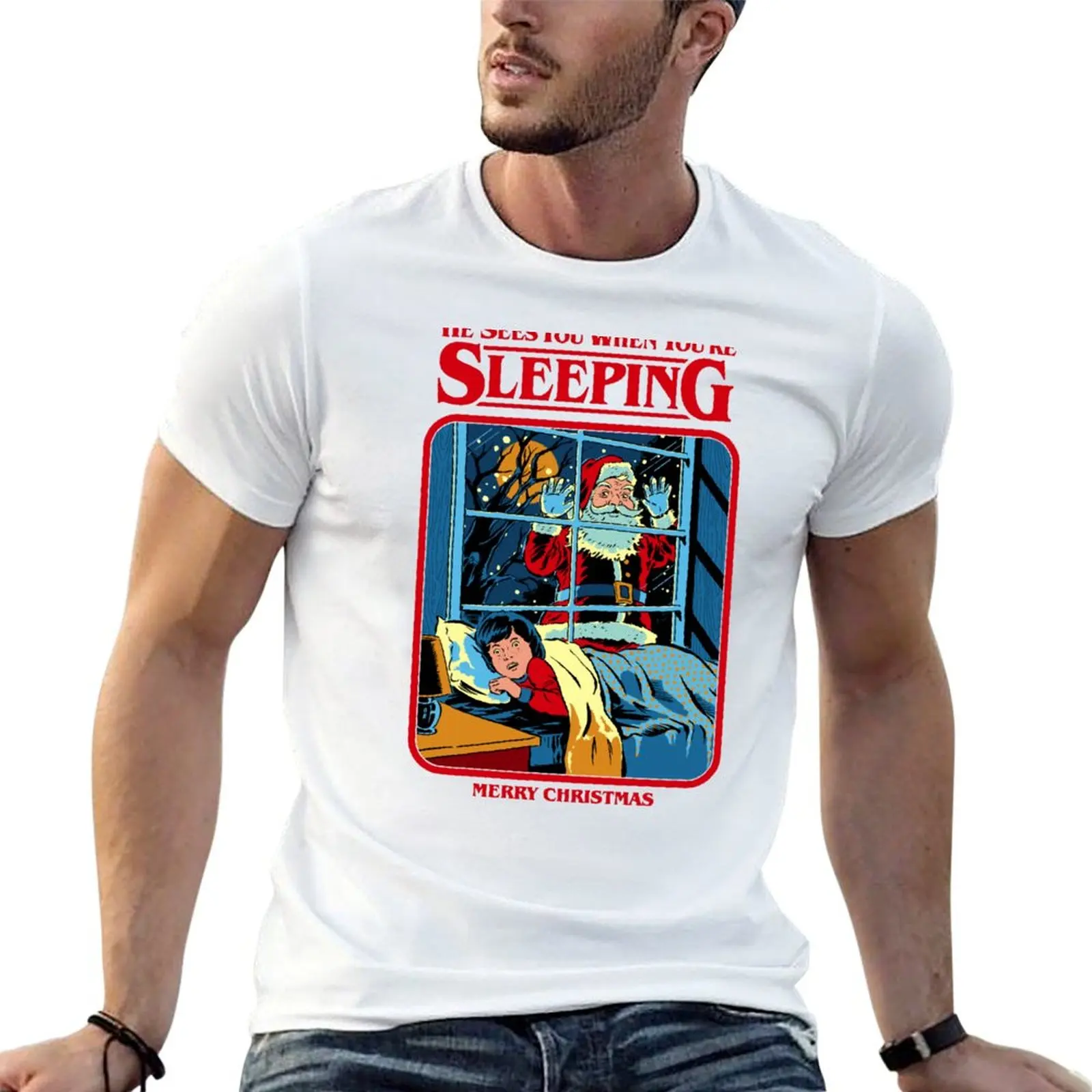 He Sees You When You're Sleeping T-Shirt Breathable Gym Short Sleeve T-Shirt