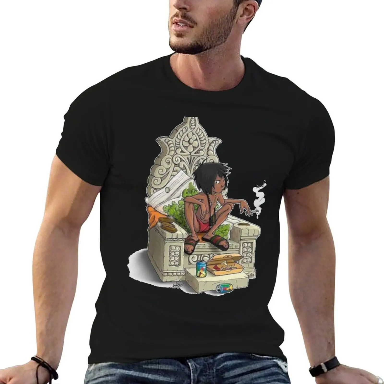 Camiseta Mowgli Bendo para hombre, camiseta de algodón pesado, camisetas gráficas personalizadas para hombre, camiseta