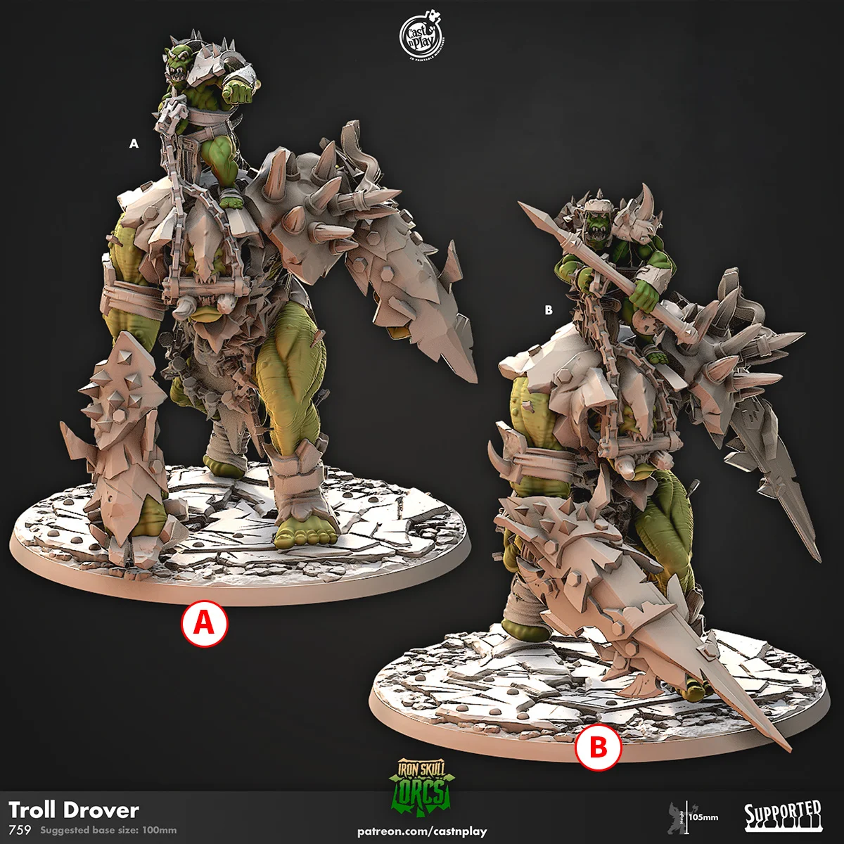 Impresión 3D de modelos microscópicos ororc 】 dragón mago portador de bandera baterista pedo medio gigante Orc Troll Knight DND piezas de ajedrez