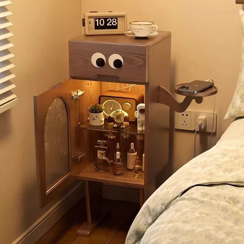 Robot bedside table cute locker side bedroom with light living room locker creative bedside table