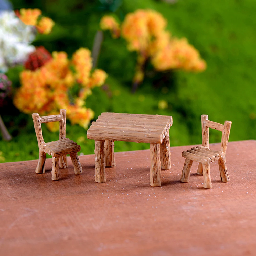 1set Mini Chair Home Decor Miniatures Fairy Garden Ornaments Figurines Toys DIY Aquarium Dollhouse Accessories Decoration