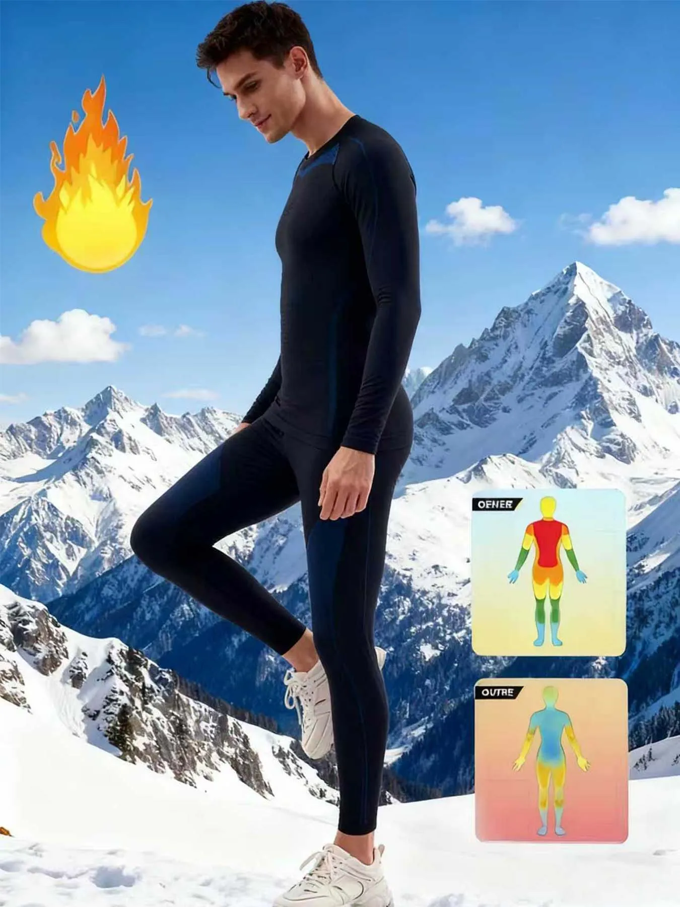 

Men's Thermal Underwear Long Johns Thermal Underwear Set for Men Thermal Base Layer Cold Weather Bottom Top