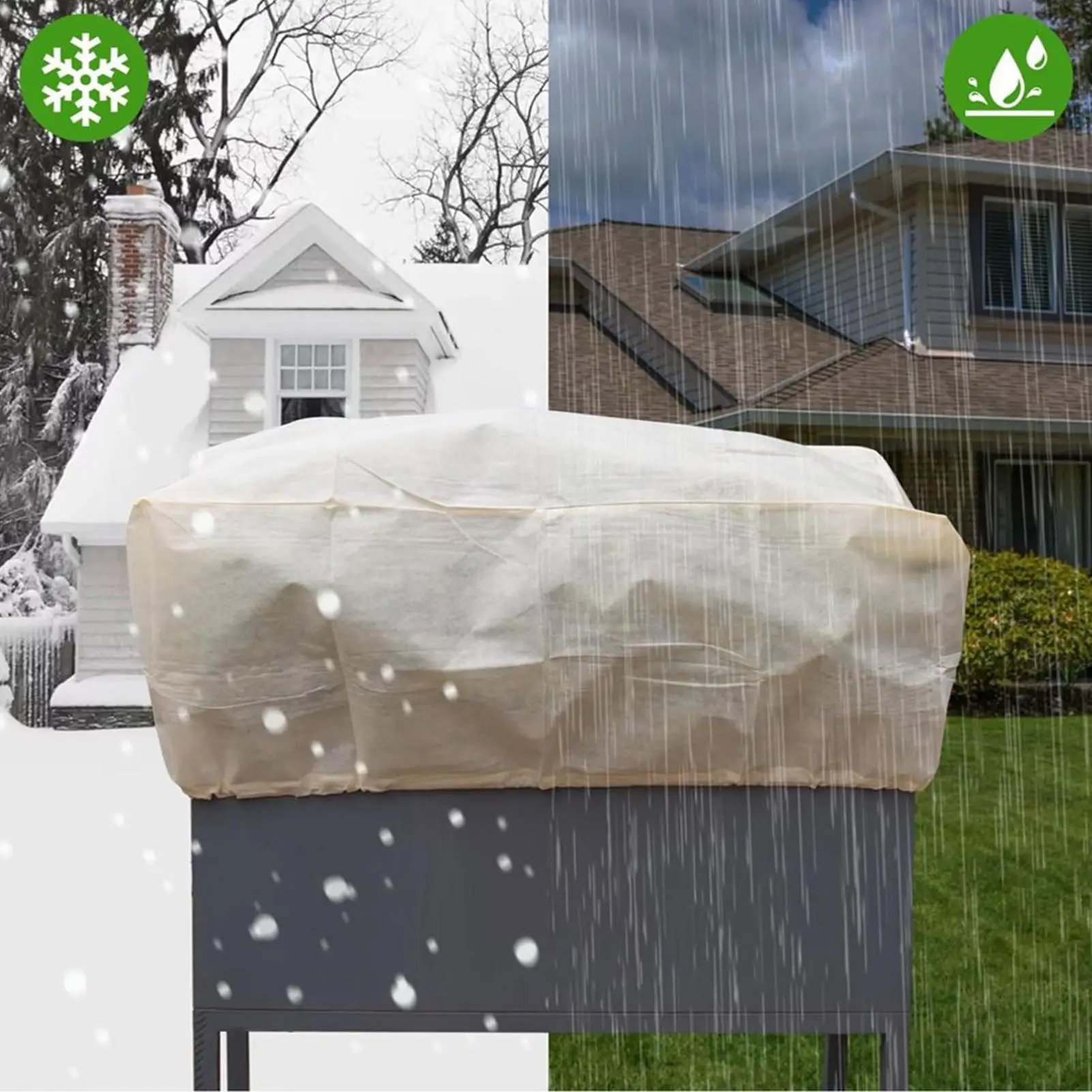 

Raised Garden Bed Cover 2 Pieces Rectangular Plant Cover With Drawstring Weatherproof Plant Freeze Protection For Outdoor Garden