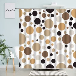 Creative Geometric Shower Curtains Brown Black Round Pattern Abstract Modern Minimalist Fabric Bathroom Decor Bath Curtain Sets