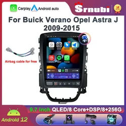 Srnubi Android 12.0 Car Radio for Opel Astra J Vauxhall Buick Verano 2009-2015 Multimedia Video 2Din 4G Carplay 9.7