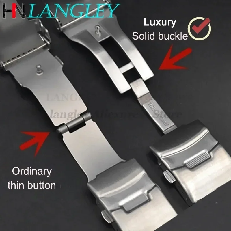 Tali Jam Tangan Baja Tahan Karat Jaring Padat untuk Jam Tangan Menyelam Seiko Gelang Pria 18Mm 20Mm 22Mm 24Mm Gesper Penerapan Disikat/Dipoles