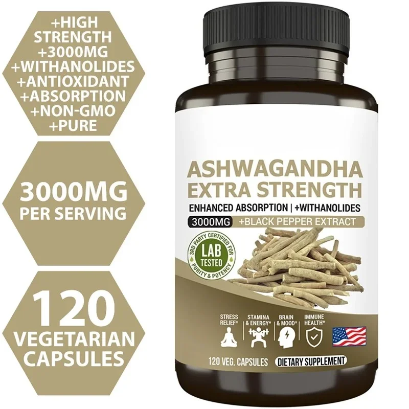 Ashwagandha Root Extract Capsules for Stress, Mood, Sleep, Energy and Focus Premium Formula Supplement