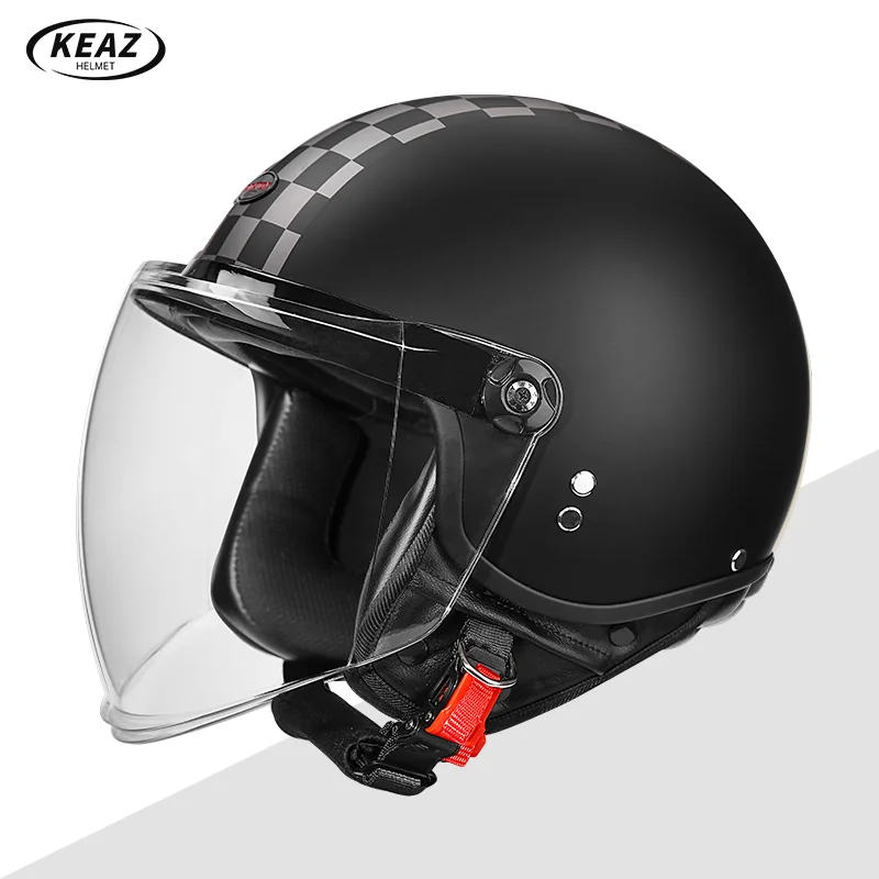 

Newest Vintage 3/4 Open Face Motorcycle Helmet Caquate Moto with Removable Liner Great for Scooter Riders and City Touring