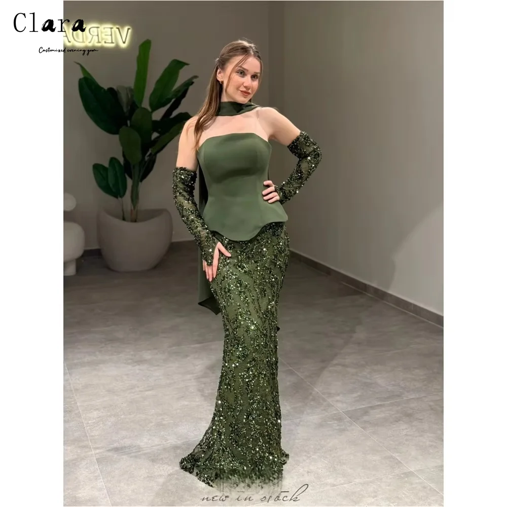 Clara Custom-made Tube Top Woman Dresses for Wedding Party Dresses Luxury 2025 Off-shoulder Fishtail Shiny Gala Dress Evening