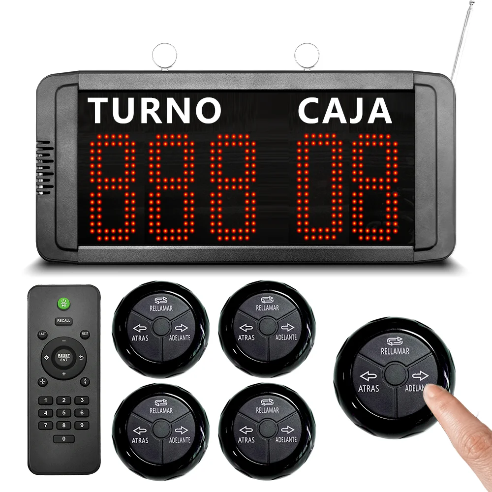 End Long Queues - Wireless Take-a-Number Machine Queue Management System with 5 Call Buttons for Restaurant Hospital Bank DMV