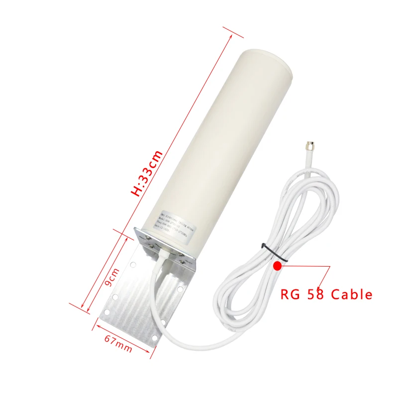 IP67 Outdoor Waterproof 5G 4G LTE 3G GSM Antenna High Gain 18dbi Omni Cylinder 600~2700~4900Mhz Amplifer Antenna TS9 SMA N Male