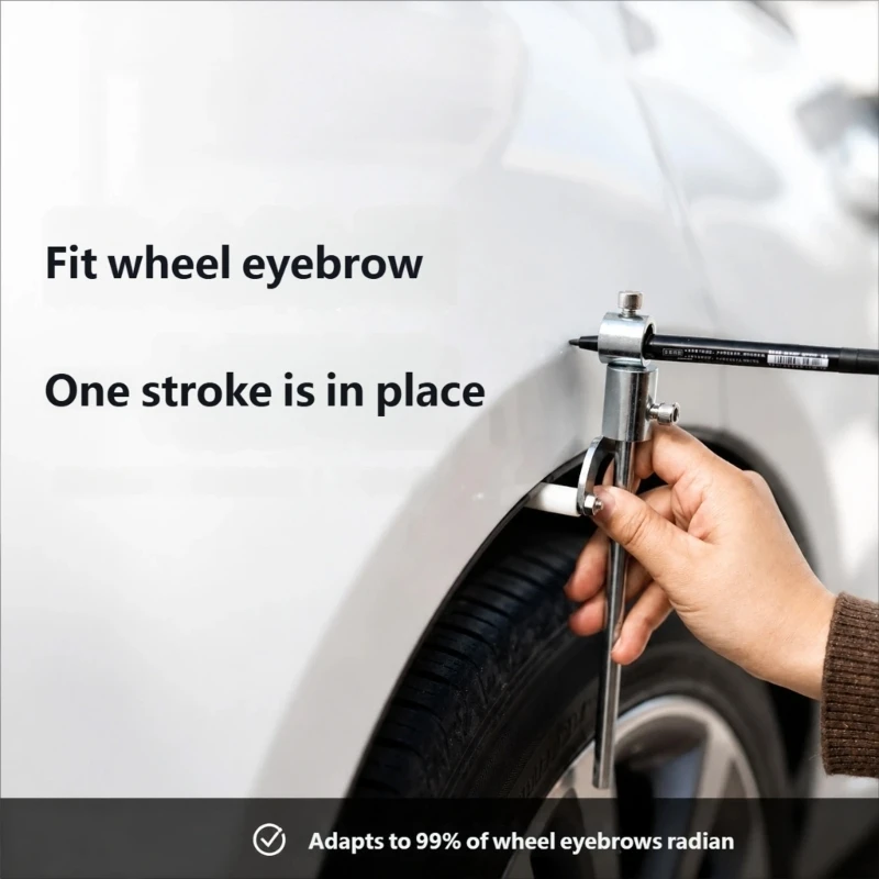 

Wheel Well Marking Tool Car Wheel Arch Scriber, Graduated Pen Guide, Tire Guide Block and Two Knob Position Control for Panel