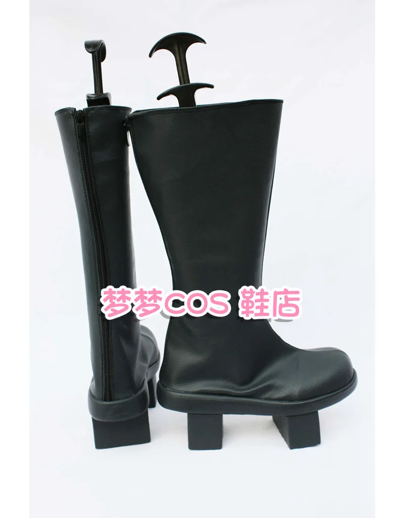 Anime Virtual Singer KAITO Cosplay Shoes Black Long PU Leather Flat Sole Boots For Halloween Carnival