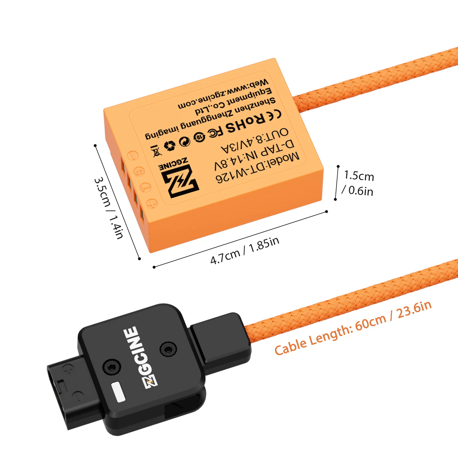 ZGCINE NP-W126 Dummy Battery with D-Tap Connector Power Cable D-Tap to NP-W126 Dummy Battery for Fujifilm X100F X-S10 cameras