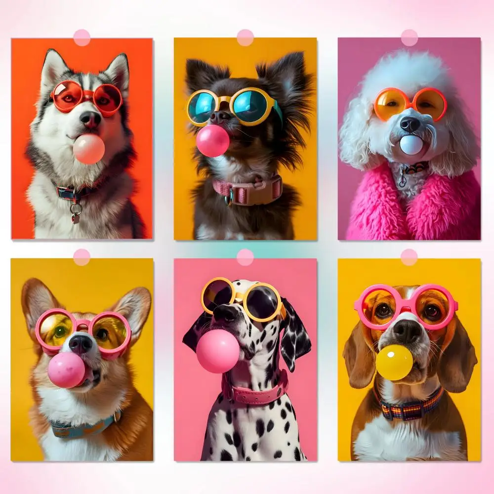 Animals Funny Prints Dog Colorful Bubblegum Sunglasses Simple Space Enhancer Cozy Setup Inspiration Neutral Room Vibe Poster