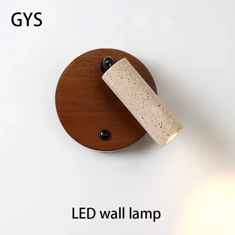 

Bedroom Bedside Reading Light Walnut Color Led Wall Lamp Yellow Cave Stone Spot Lights Study Room With Switch Rotatable Lighting