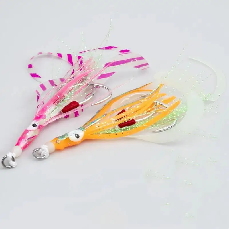 HK018 Glow Slow Jig Assist Hooks 2Pcs/Bag Saltwater Soft Squid Skirt Trolling Fishing Lure Accessories