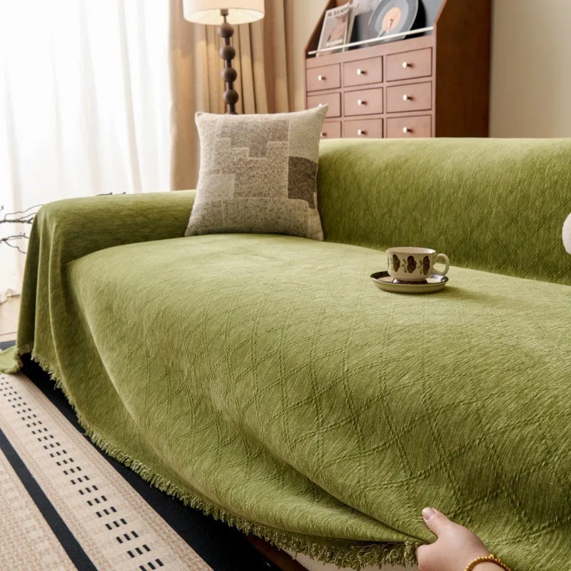 

Couch Cover Luxurious Chenille Sofa Covers with Elegant Fringe Texture Heavyweight Cozy Blanket for Couch Bed Decor s005