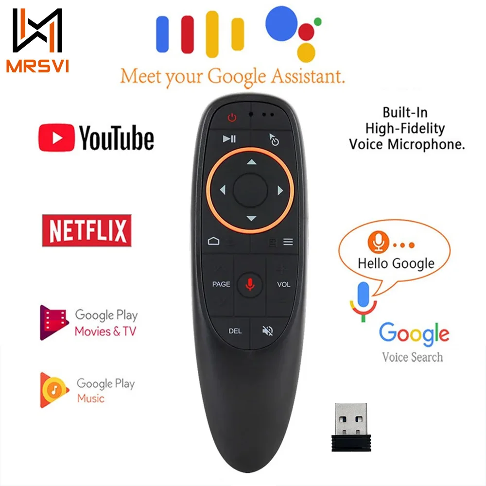 MRSVI G10S Universal Voice Remote Control 2.4G Wireless IR Learning Air Mouse Control for H96 MAX/X88 Pro Android TV Box