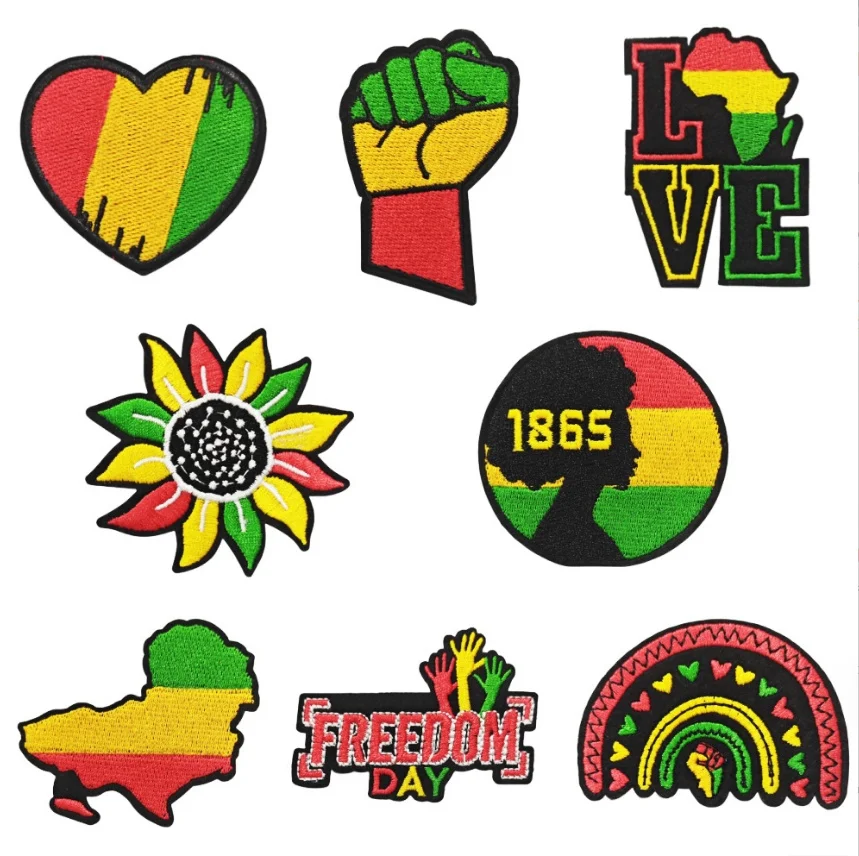 10 Pcs Love Freedom Embroidered Patch Iron On Sew On Clothing Hat Bag Shoe Repair Material Phone Gift Box Decor Accessory