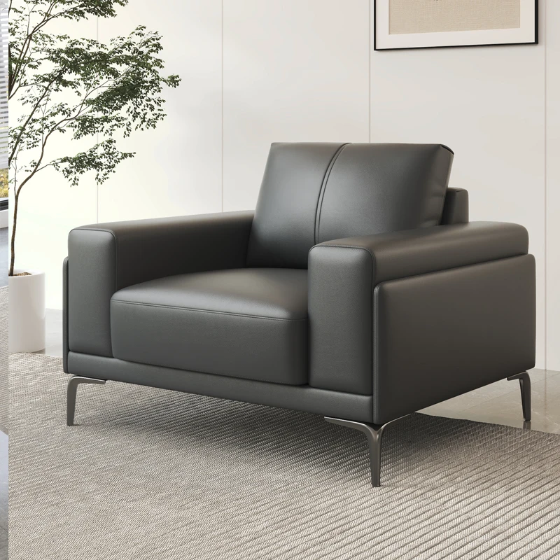 طقم أريكة جلدية فاخرة من تشيسترفيلد باللون الأسود بتصميم بسيط للاستخدام المنزلي في قاعة المكتب والمكتب #5