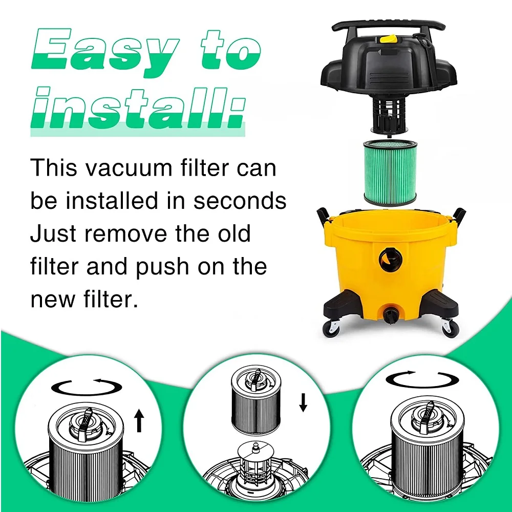 DXVC6914 HEPA Cartridge Filter for DeWalt Regular 6-16 Gallon Wet/Dry Vacuum Cleaners DXV06P