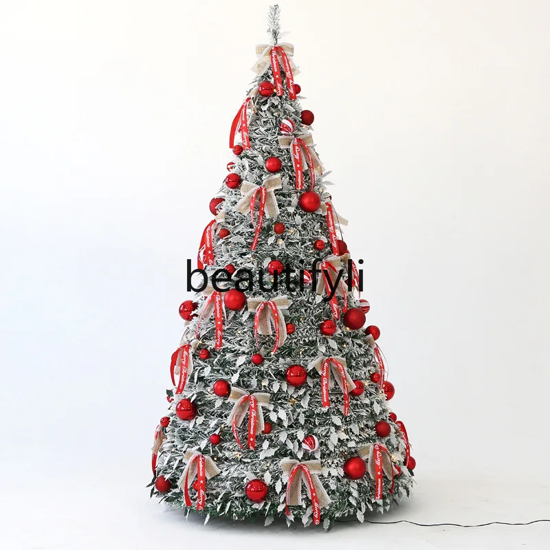 

Новая складная рождественская елка 1,5м-2,1м Рождественская декоративная елка светодиодная с огнями, Рождественская флокированная елка