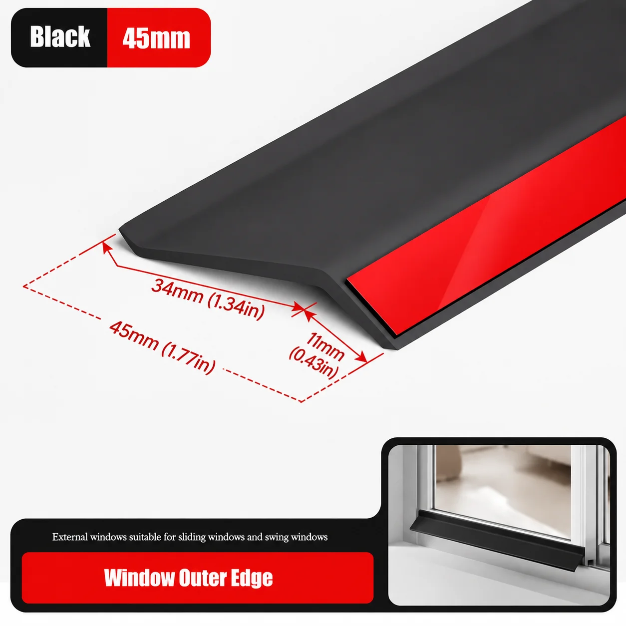 1PC 1M/1.5M/2M Window Waterproof Strip Self Adhesive Rain Deflector Seal Tape for Sliding Door Balcony Window Edge Weatherproof