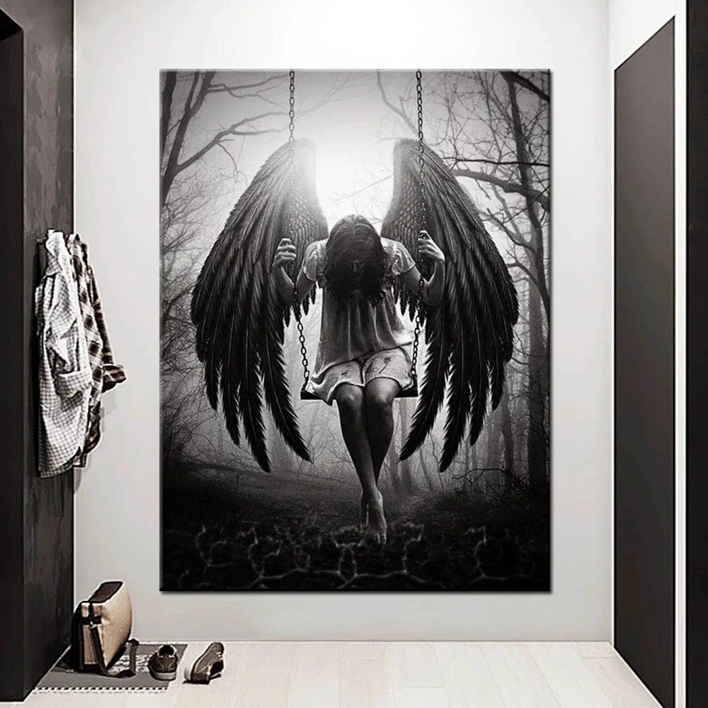 Character Diamond Embroidery Fashion Dark Angel Girl Full Drill 5D DIY Diamond Painting Cross Stitch Mosaic Room Home Decor