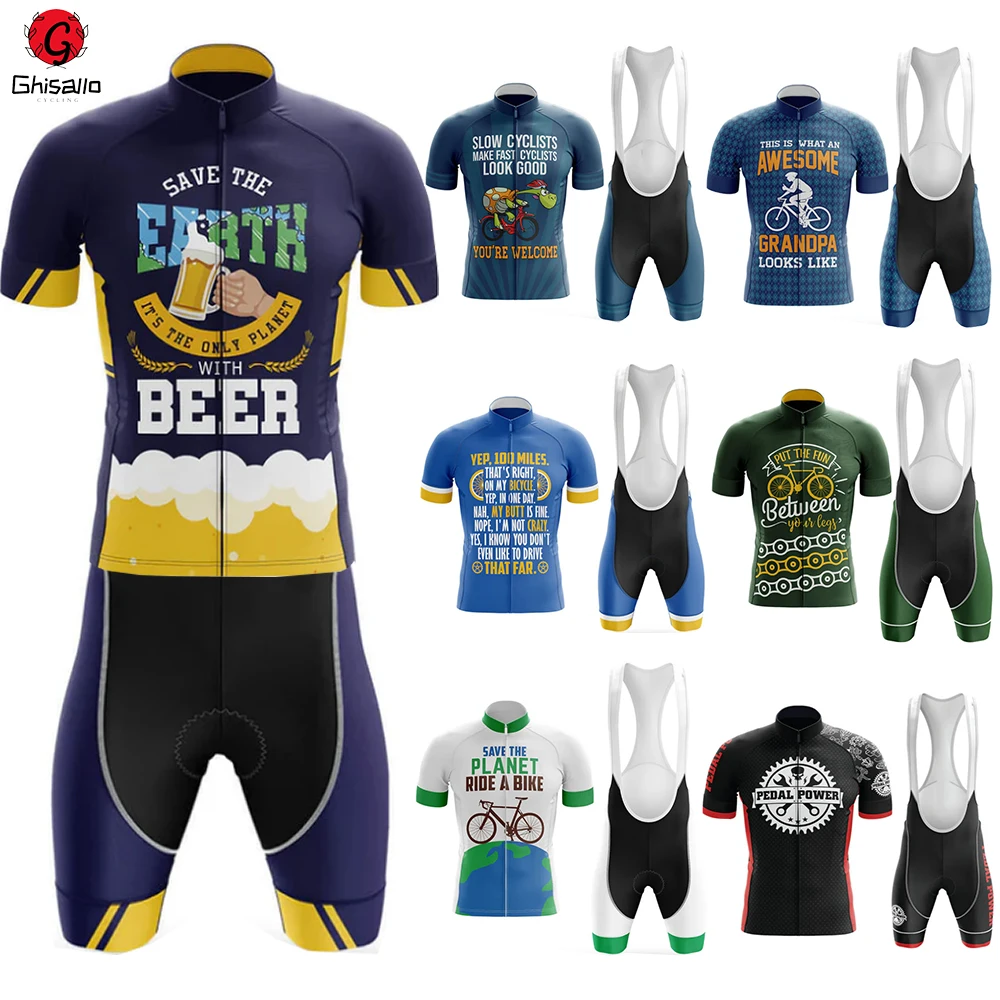 

21 New Style 21 Cycling Jersey Set Bicycle Suit Bike Summer Sleeve Men Bib Shorts Clothes Por Team Men Bike 20D Gel Pad Lasting