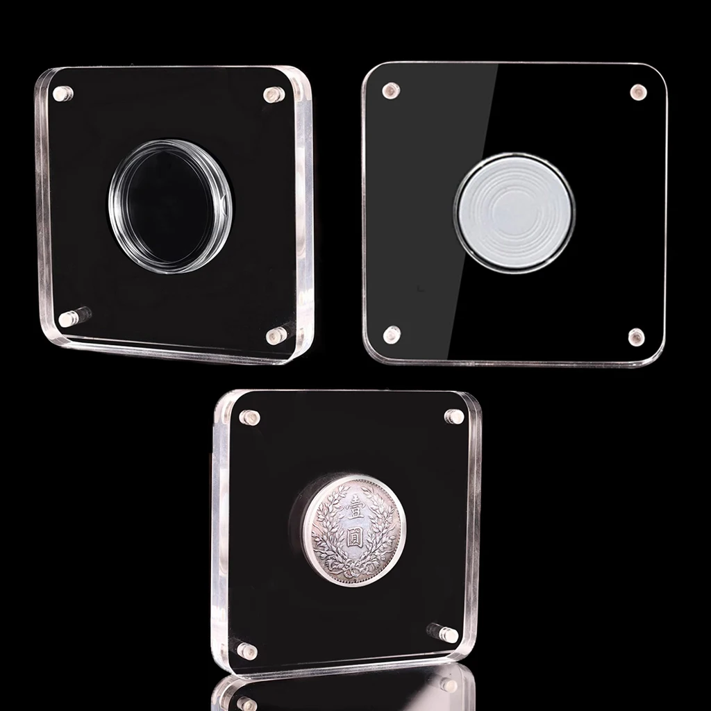 

10 шт. квадратный акриловый держатель для монет с футляром для монет для 17/20/25/27/30/33/38/40 мм, принадлежности для сбора монет