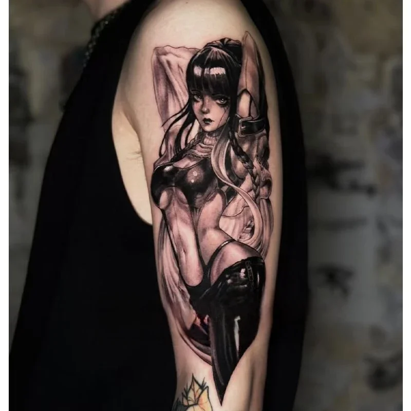 

Black Sexy Girl Temporary Tattoos Cartoon Tatoo Body Art Waterproof Lasting Fake Tattoo Sticker for Woman Man