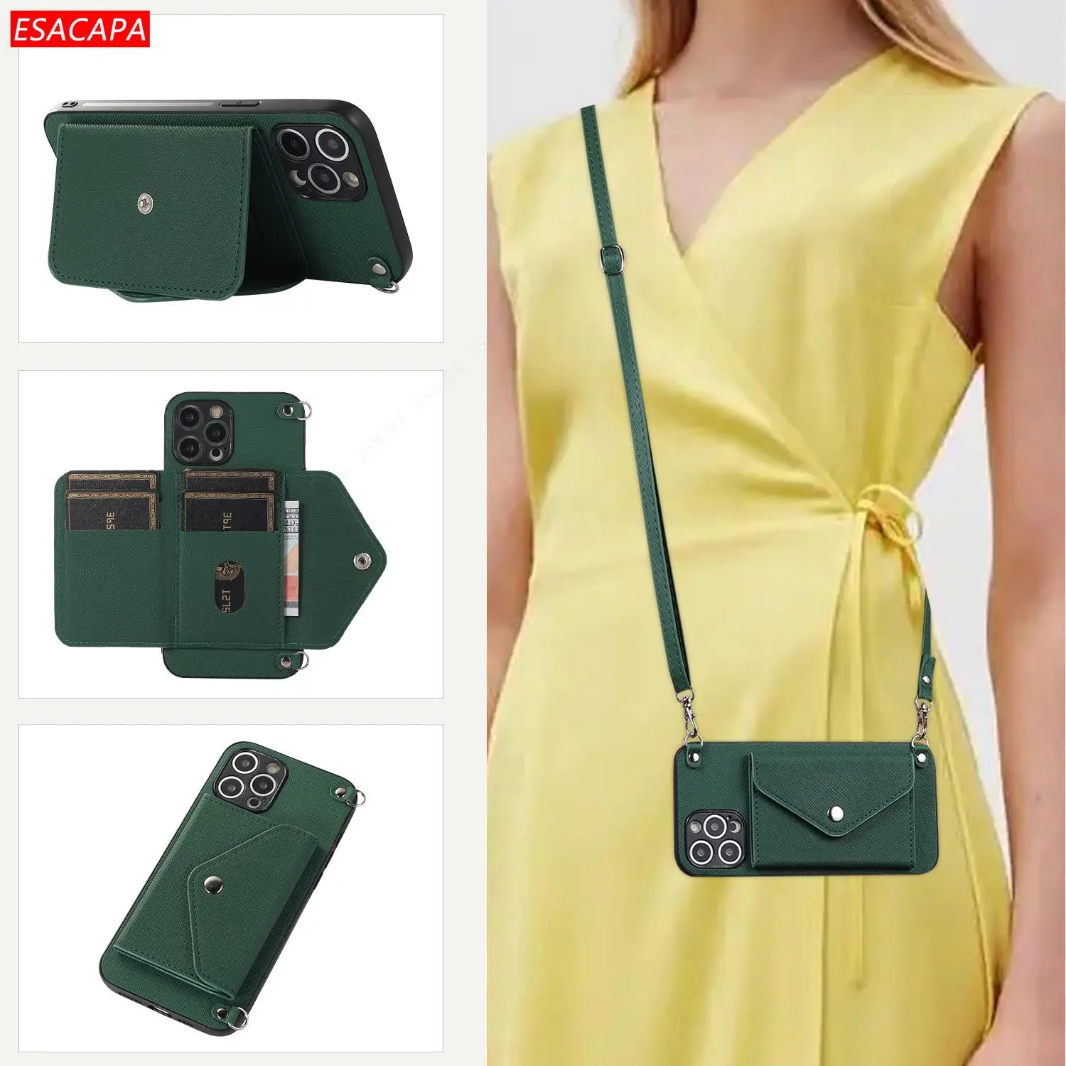 For Xiaomi MI 12T Pro POCO X3 NFC Crossbody Wallet Card Slot Shoulder Strap Case For Redmi Note 11 11S Note 9S 8 Pro Phone Cover