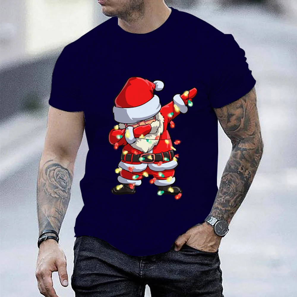 Christmas Santa Claus Print Cotton T-Shirts Men Women Casual Short Sleeves T Shirt Streetwear Harajuku Tees Tops Unisex Clothing