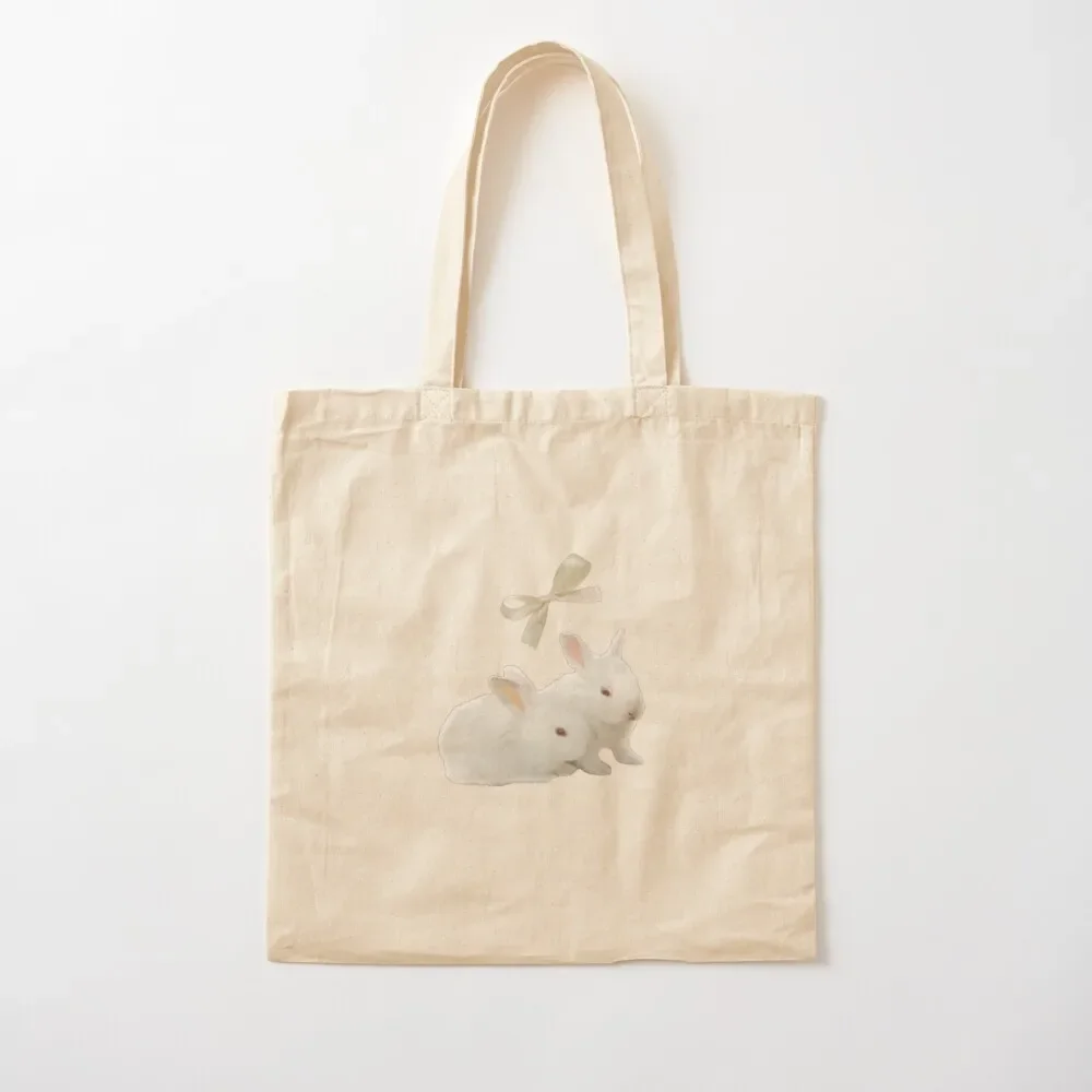 

Coquette bunnies with ribbon Tote Bag custom bags canvas tote bags Canvas stote bag Tote Bag