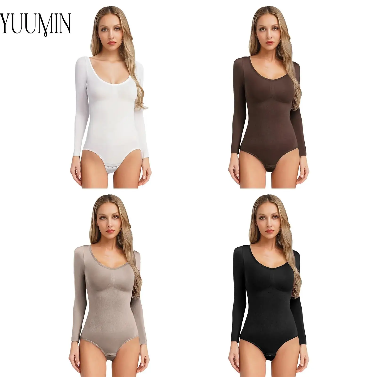 

Женский цельный купальник, боди для йоги, облегающее боди в рубчик, трико с длинными рукавами, корректирующее белье для тренажерного зала, балета, танцев, спорта