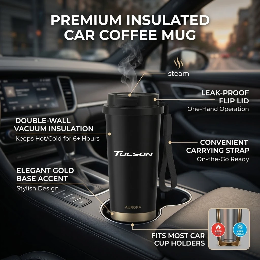 550ML Stainless Steel Coffee Cup Thermo Bottle Car Thermal Cup For Elantra Santa Fe Tucson Emblem Ix35 I30 I20 I10