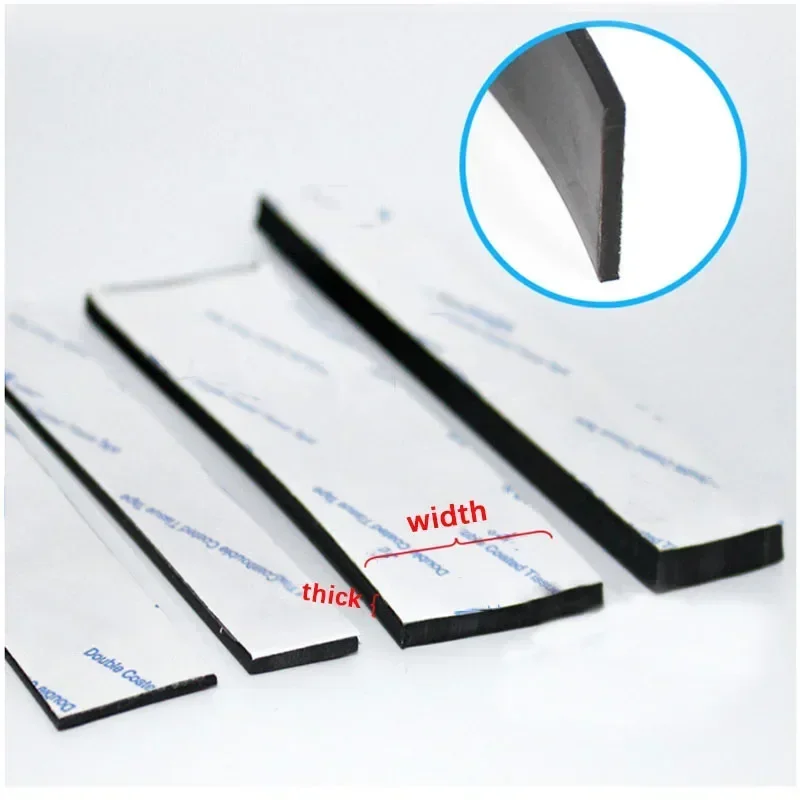 1Pc Black Silicone Rubber Strip Self Adhesive Seal Gasket Anti-skid Shock Absorption Sealing Strip Length 30cm 100cm