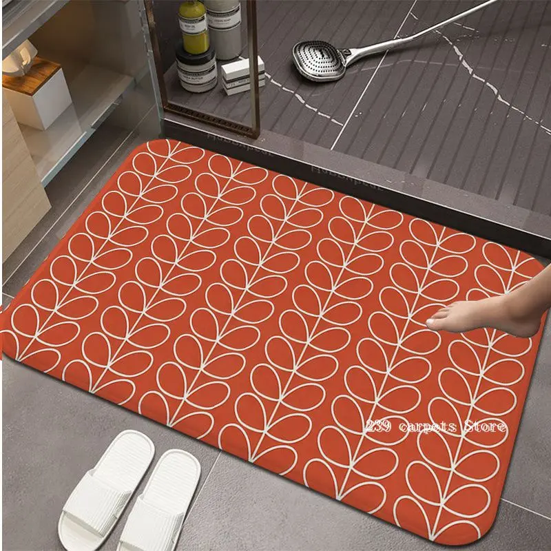 Orla Kiely Leaf Flower Long Rugs Anti-slip Absorb Water Long Strip Cushion Bedroon Mat Doormat Area Rug