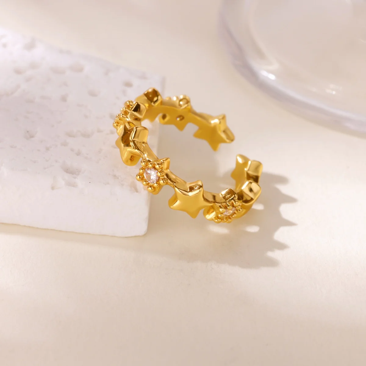 Exquisite Zircon Multiple Star Rings For Women Stainless Steel Star Ring Wedding Ladies Jewelry Accessories Gifts Aretes