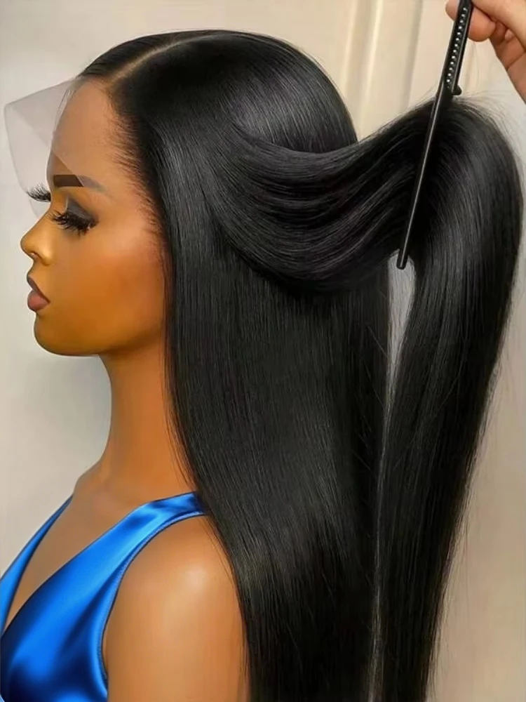 

Прозрачные парики из натуральных бразильских волос 300% HD, 13x6, шелковистые прямые, с кружевной передней частью, 40-46 дюймов, парики 13x4 с кружевной передней частью для женщин