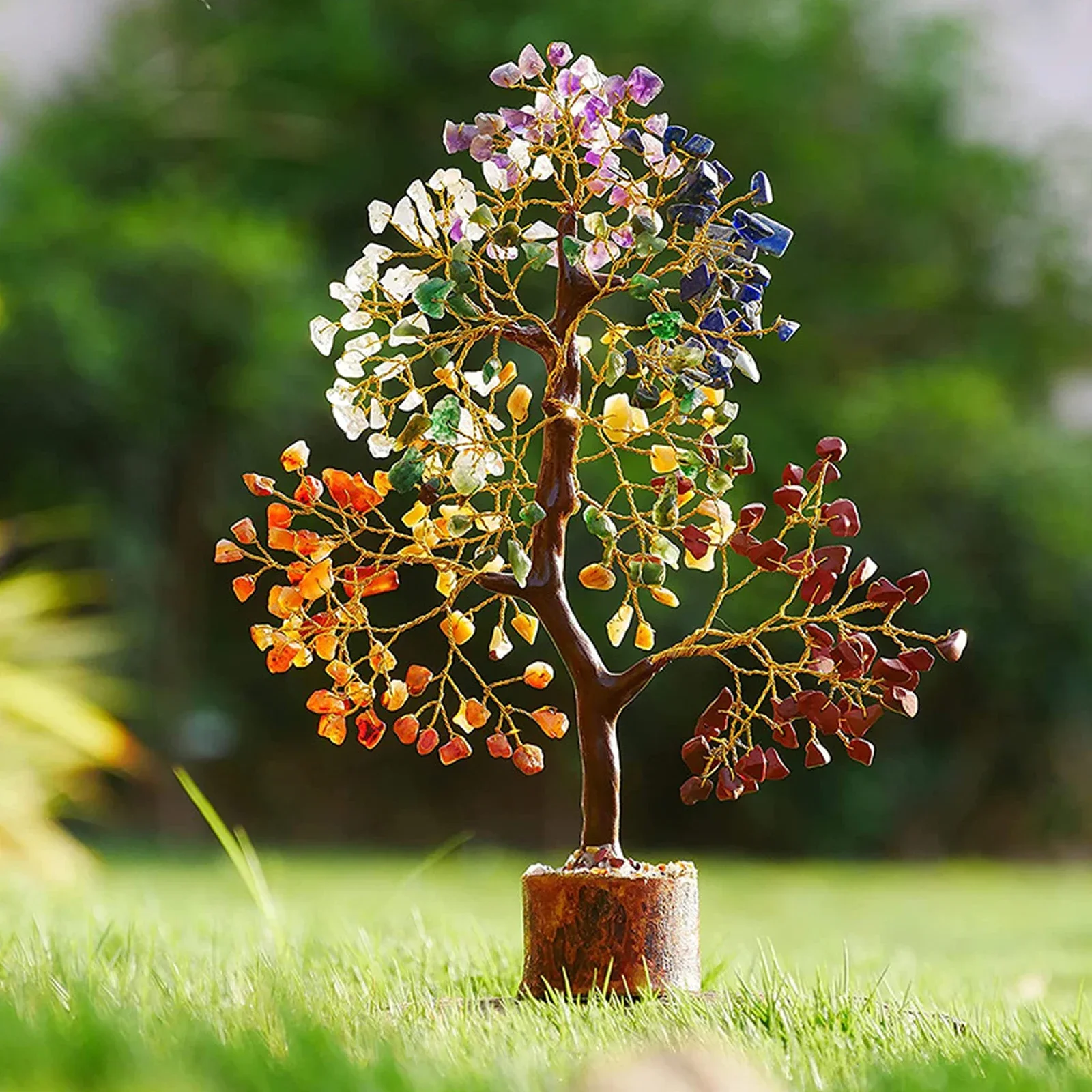 Arbre de cristal Élnaturel pour la méditation à énergie positive, décor en pierre, arbre de vie 7 Chakra, accessoires FengShui