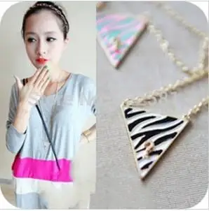 Fashion Style  Question Mark Triangle Wild Zebra Stripes Drip Long Necklaces Pendants Accessories Jewelry