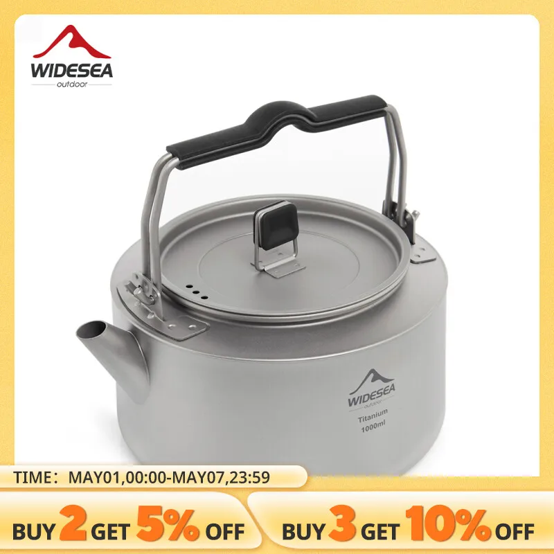 Widesea Camping Titanium Kettle Outdoor Tea Coffee Kettle Tableware Pot Supplies Tourist Dishes Hiking Cooking Equipment