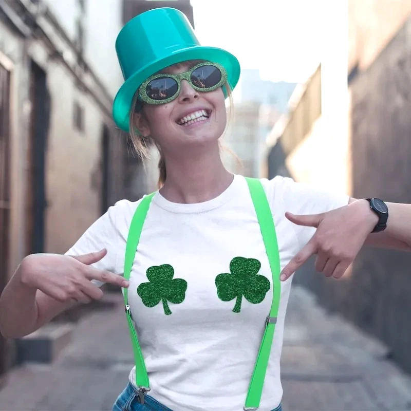 Green Tee Shamrock T-Shirt Funny St Patricks Day Tee Harajuku Vintage Clothes Vintage T Shirt Women Shirts for Women Tee Tops