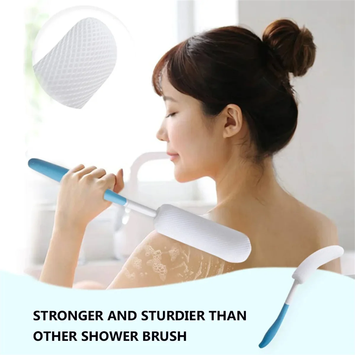 Non-Slip Bath Brush Bathroom Accessories For Seniors Anti-Slip Shower Brush Long Handle Body Brush Curved Handle Bath Brush