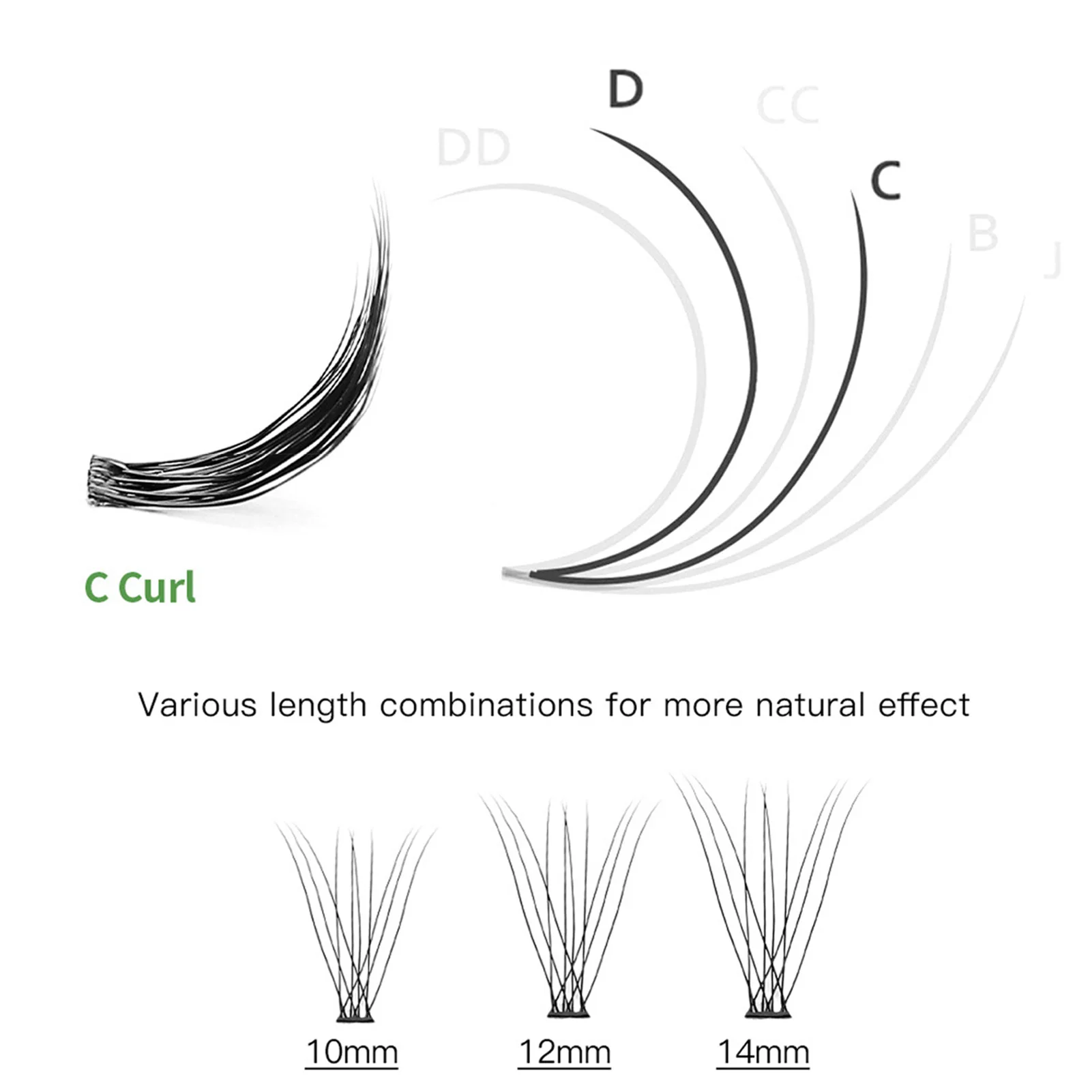 20d grosso falso vison cílios postiços base de ligação de calor cauda de peixe cluster individual cílios para mulheres maquiagem cosplay diária