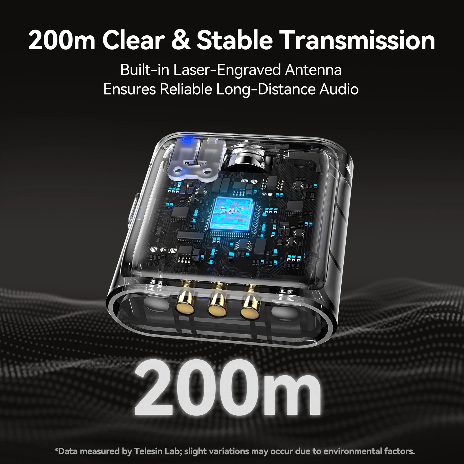 TELESIN Wireless Lavalier Button Microphone 200M Audio Video Live Voice Record Universal Noise reduction Portable Mic For Phone