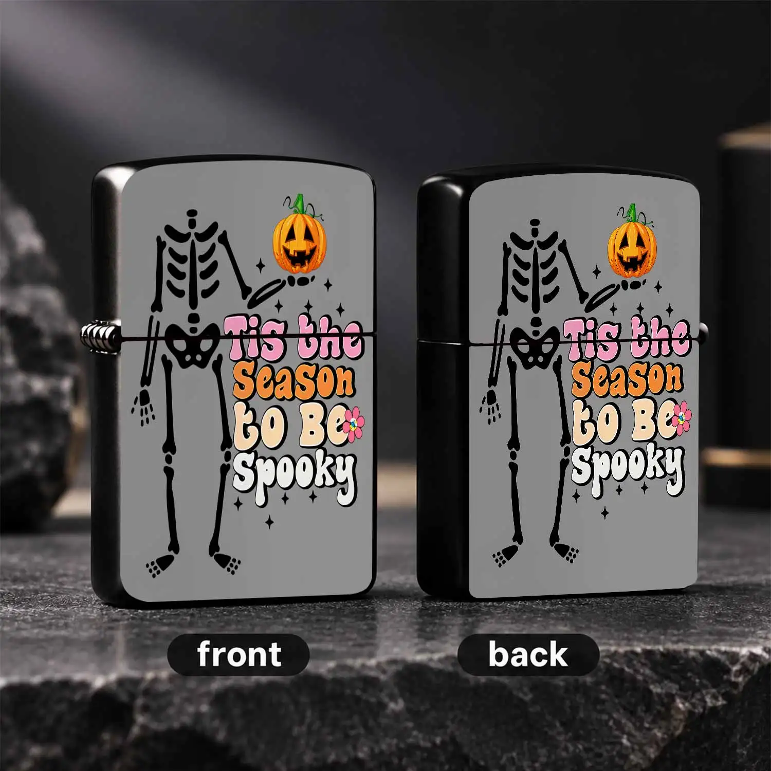 Halloween Skeleton Pumpkin Themed Lighter, Spooky Season Festive Decorative Accessory, Fun Holiday Gift For Friends, Portable Daily Use Item For Halloween Party Outdoor Gathering, Unique Spooky Vibe Carrying Companion A Humorous And Interes